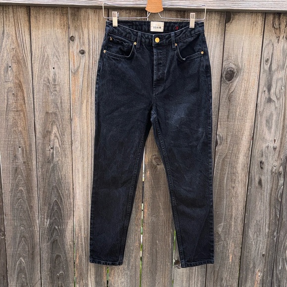 Sezane Denim - Sezane Black Straight Leg Button Fly Black Women's Jeans Size 28